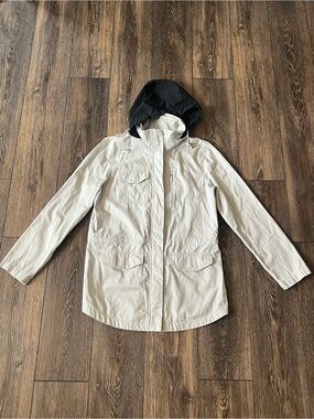 Nike 6.0 Long Beige Zip Up Winter Jacket Zip Hood Youth Size Large (11-13)